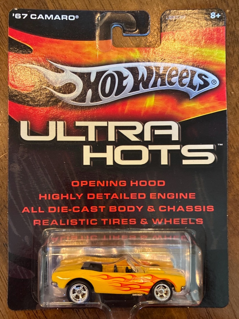 Hot Wheels Ultra Hots '67 Camaro - Yellow with Red Flame Decals